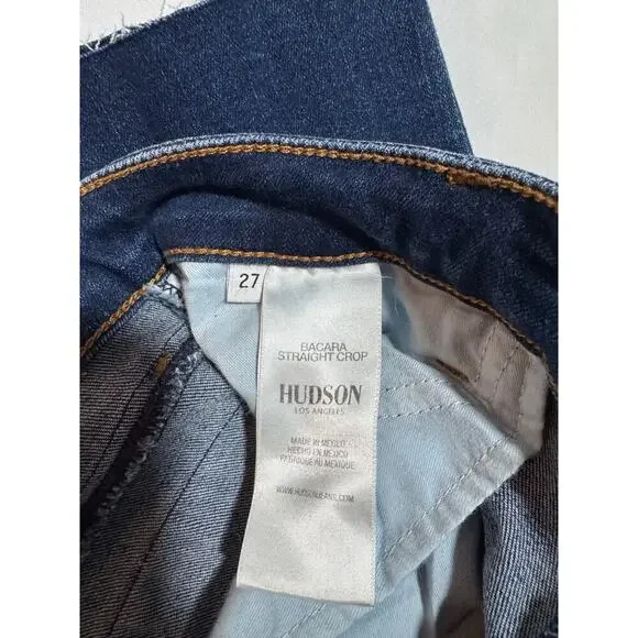 Hudson Bacara Jeans, 27, blue, straight leg. raw hem. low rise. Hippie, Y2K - Picture 2 of 5